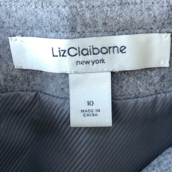 LIZ CLAIBORNE grey wool skirt with leather size 10 - Picture 7 of 9